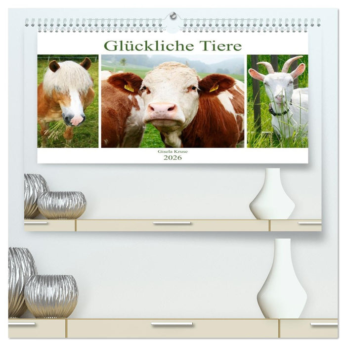 Glückliche Tiere (CALVENDO Premium Wandkalender 2026)