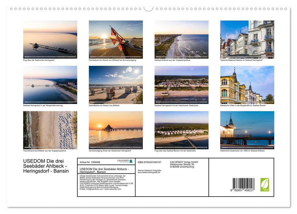 USEDOM Die drei Seebäder Ahlbeck - Heringsdorf - Bansin (CALVENDO Premium Wandkalender 2026)