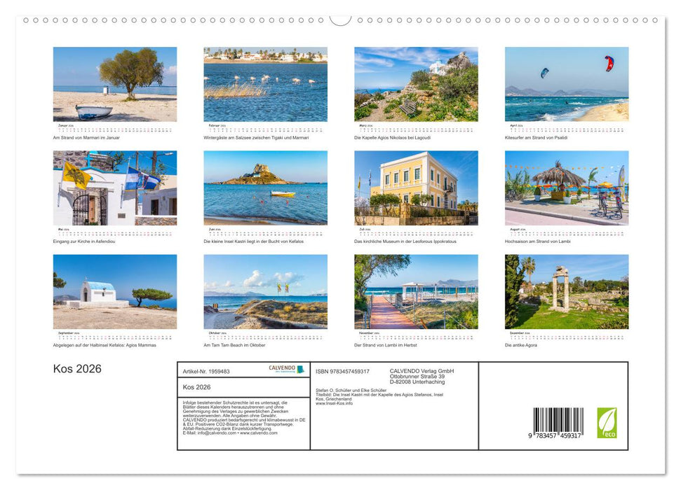 Kos 2026 (CALVENDO Premium Wandkalender 2026)