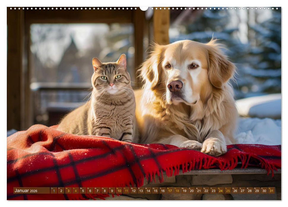 Bauernhof-Freunde - Hunde und ihre tierischen Freundschaften (CALVENDO Premium Wandkalender 2026)