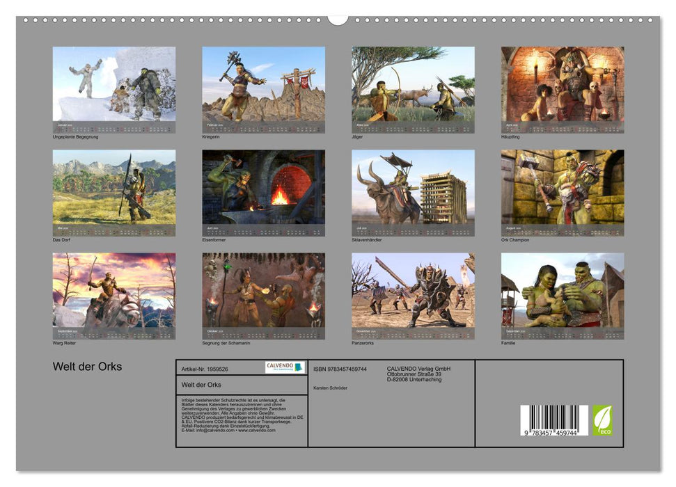 Welt der Orks (CALVENDO Premium Wandkalender 2026)