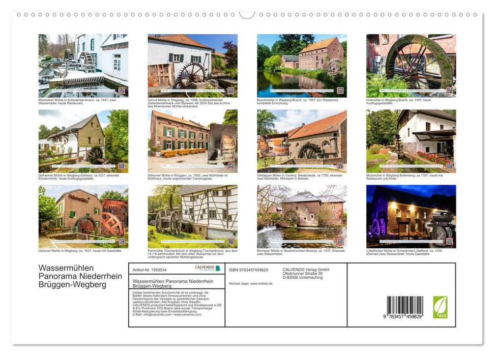 Wassermühlen Panorama Niederrhein Brüggen-Wegberg (CALVENDO Premium Wandkalender 2026)
