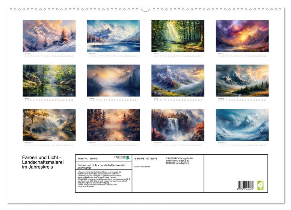 Farben und Licht - Landschaftsmalerei im Jahreskreis (CALVENDO Wandkalender 2026)
