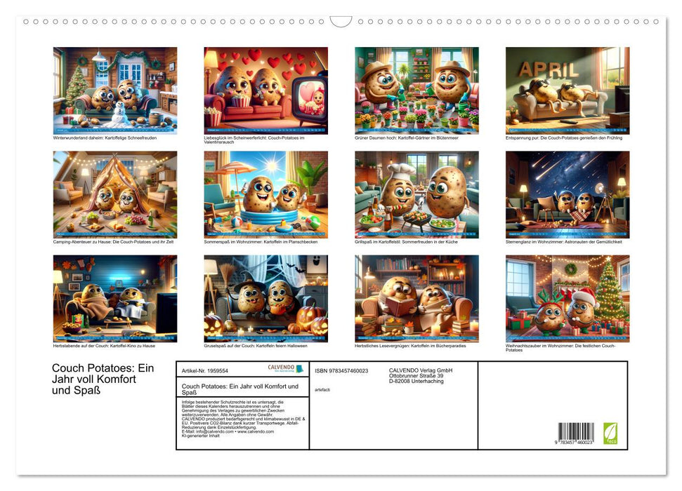 Couch Potatoes: Ein Jahr voll Komfort und Spaß (CALVENDO Wandkalender 2026)