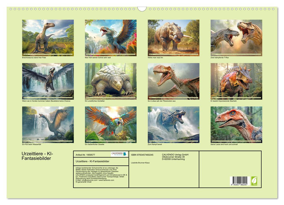 Urzeittiere - KI-Fantasiebilder (CALVENDO Wandkalender 2026)