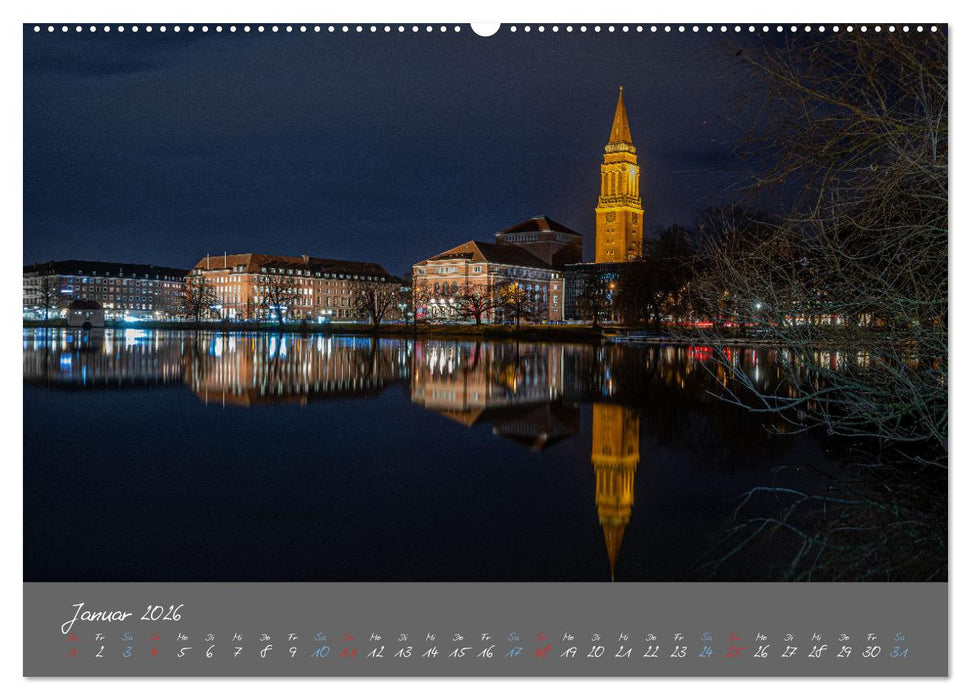So schön ist Kiel im Dunkeln (CALVENDO Premium Wandkalender 2026)