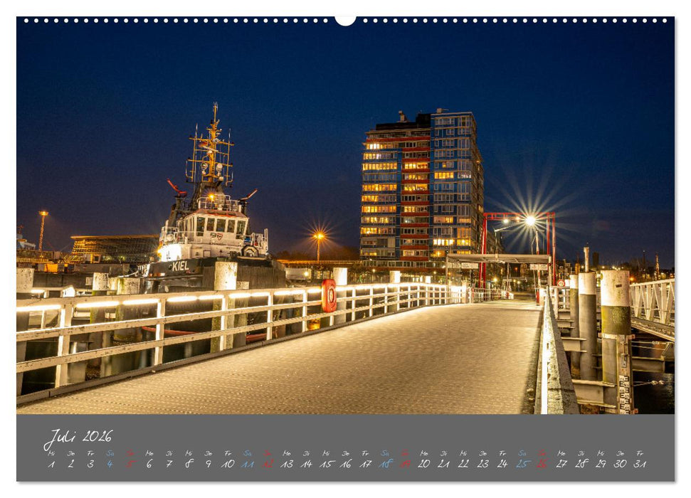 So schön ist Kiel im Dunkeln (CALVENDO Premium Wandkalender 2026)