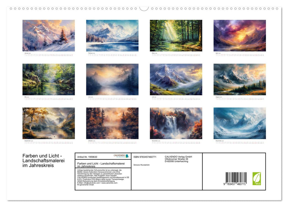 Farben und Licht - Landschaftsmalerei im Jahreskreis (CALVENDO Premium Wandkalender 2026)