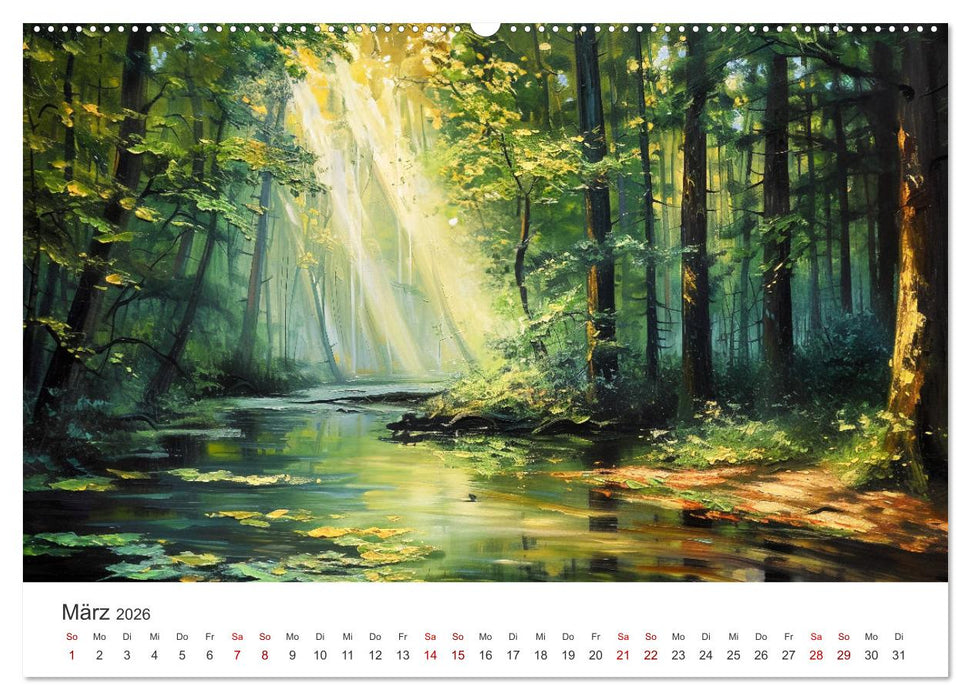 Farben und Licht - Landschaftsmalerei im Jahreskreis (CALVENDO Premium Wandkalender 2026)