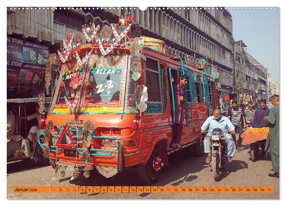Pakistan farbenfrohe Busse (CALVENDO Wandkalender 2026)