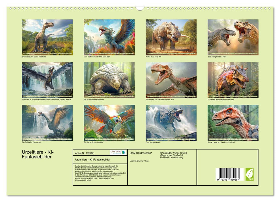 Urzeittiere - KI-Fantasiebilder (CALVENDO Premium Wandkalender 2026)