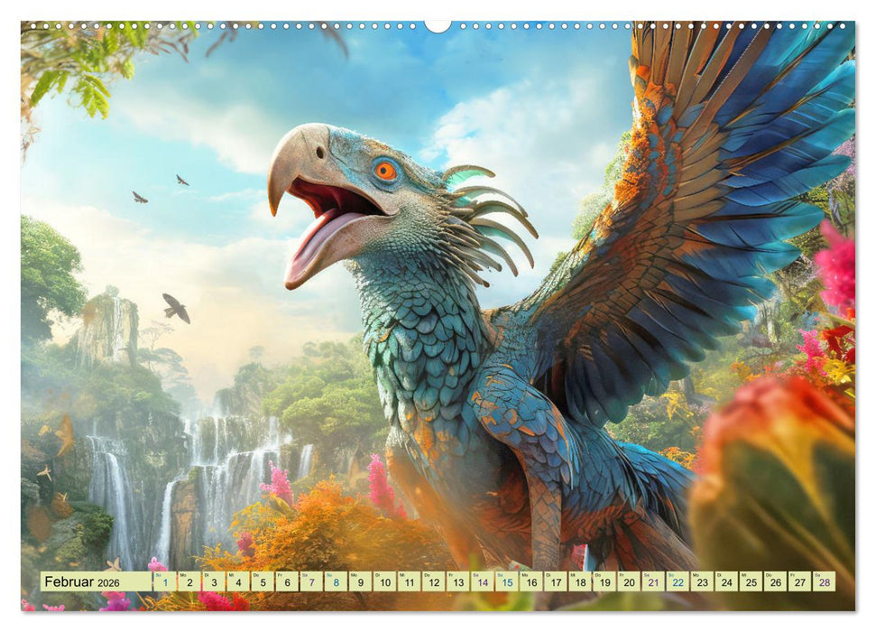 Urzeittiere - KI-Fantasiebilder (CALVENDO Premium Wandkalender 2026)