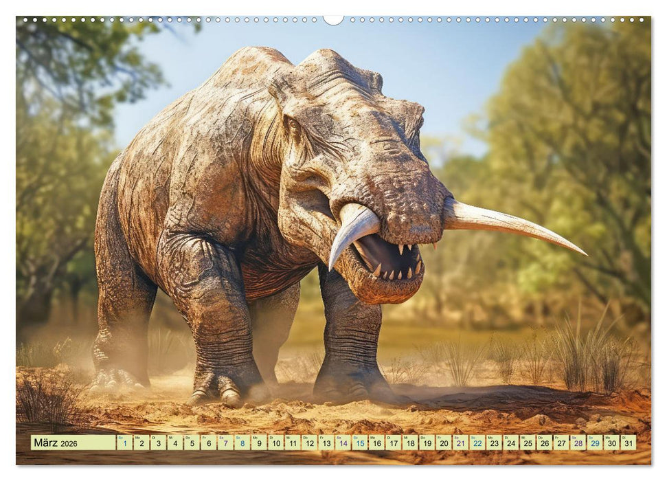 Urzeittiere - KI-Fantasiebilder (CALVENDO Premium Wandkalender 2026)