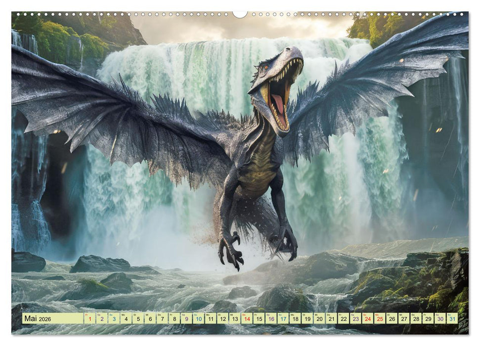 Urzeittiere - KI-Fantasiebilder (CALVENDO Premium Wandkalender 2026)