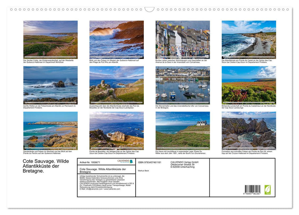 Cote Sauvage. Wilde Atlantikküste der Bretagne. (CALVENDO Wandkalender 2026)