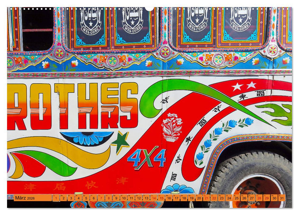 Pakistan farbenfrohe Busse (CALVENDO Premium Wandkalender 2026)