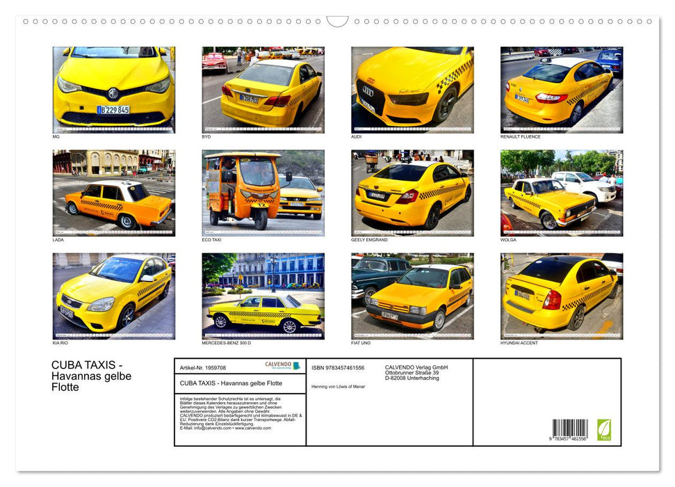 CUBA TAXIS - Havannas gelbe Flotte (CALVENDO Wandkalender 2026)