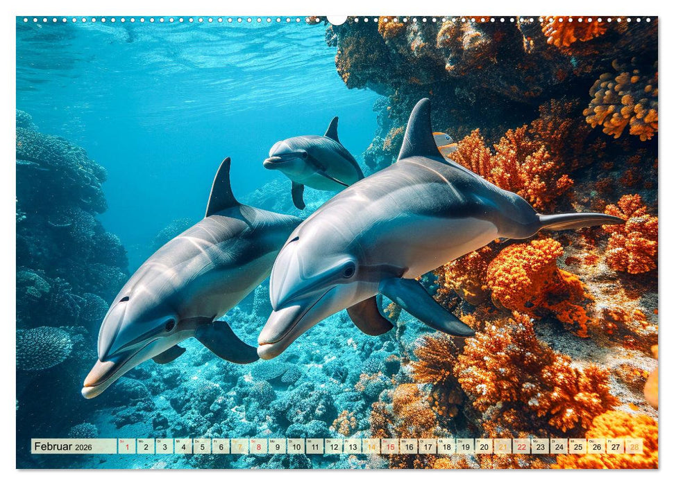 Delfine - schlaue Jäger (CALVENDO Wandkalender 2026)