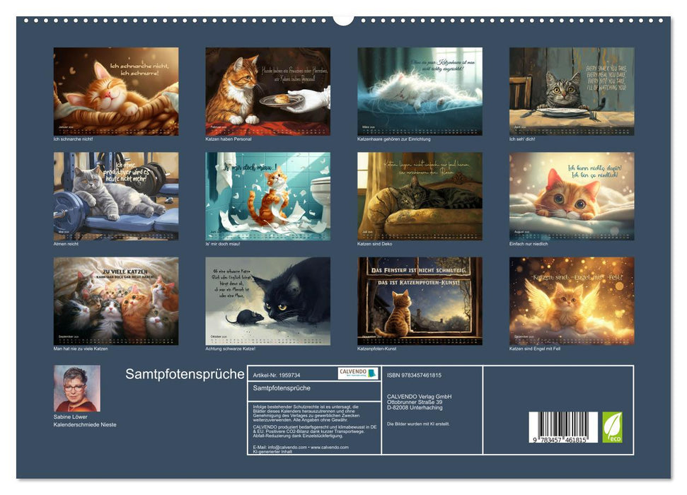 Samtpfotensprüche (CALVENDO Premium Wandkalender 2026)