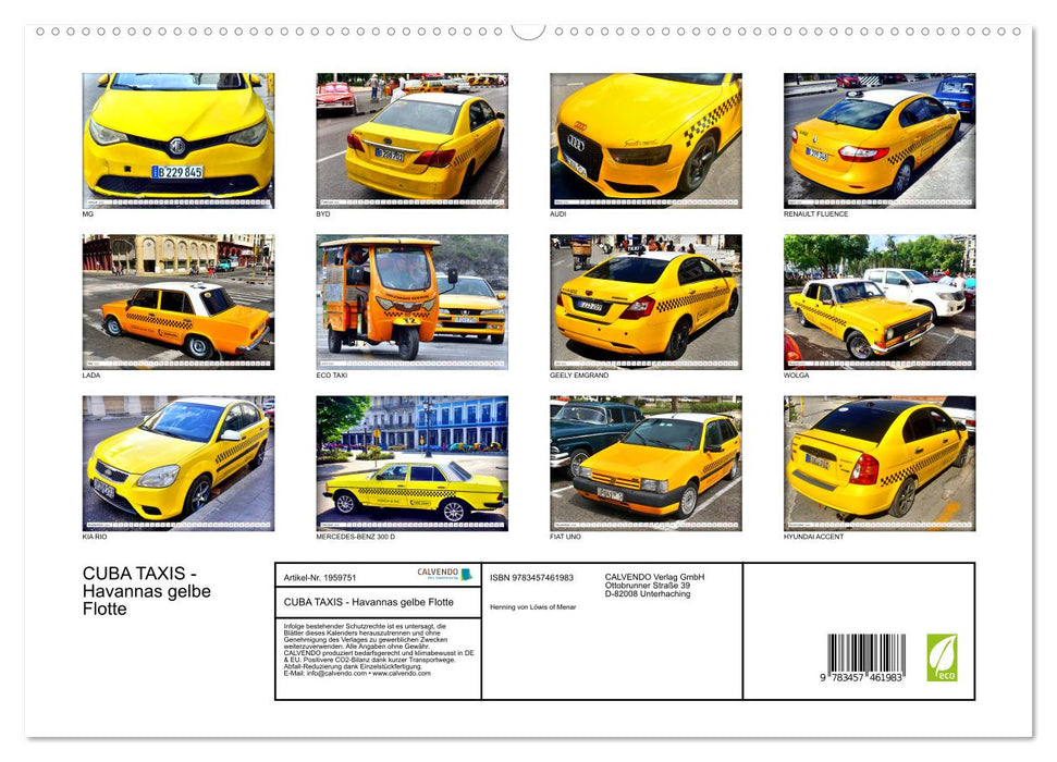 CUBA TAXIS - Havannas gelbe Flotte (CALVENDO Premium Wandkalender 2026)