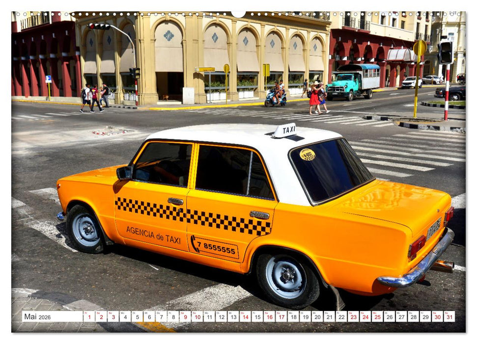 CUBA TAXIS - Havannas gelbe Flotte (CALVENDO Premium Wandkalender 2026)
