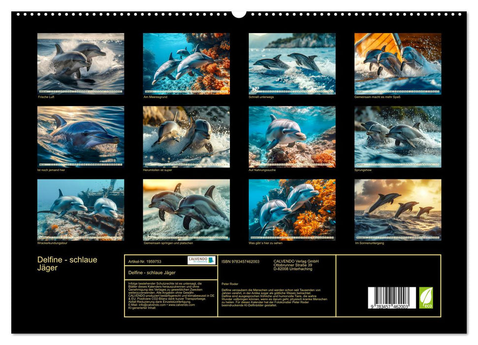 Delfine - schlaue Jäger (CALVENDO Premium Wandkalender 2026)