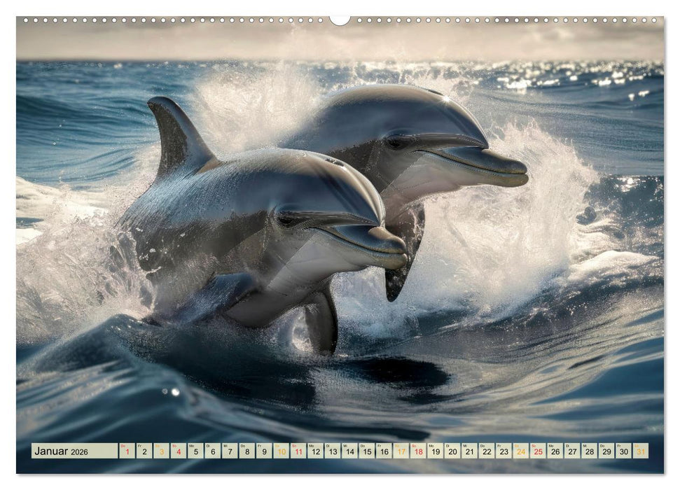 Delfine - schlaue Jäger (CALVENDO Premium Wandkalender 2026)