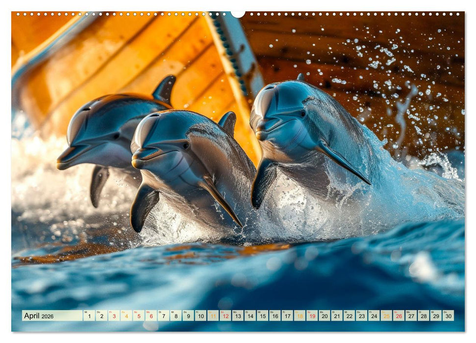 Delfine - schlaue Jäger (CALVENDO Premium Wandkalender 2026)