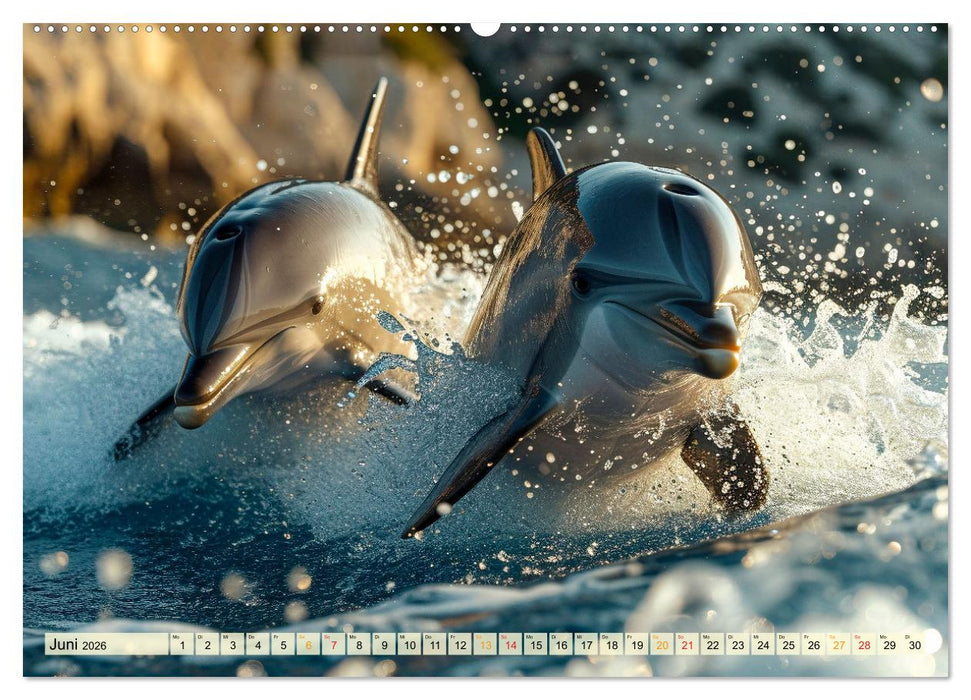 Delfine - schlaue Jäger (CALVENDO Premium Wandkalender 2026)