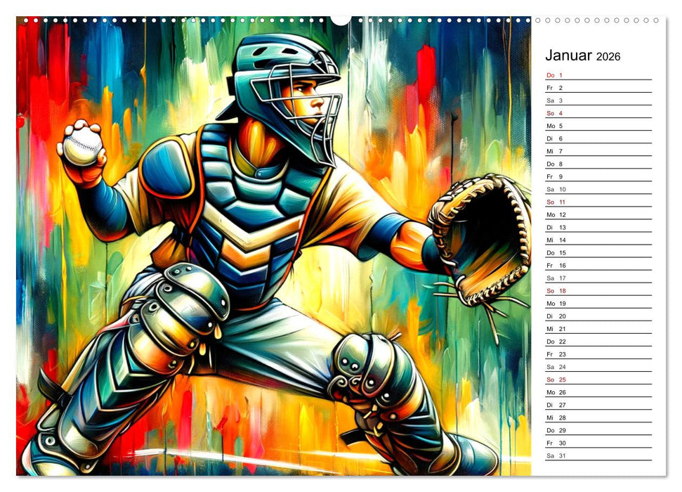 Baseball Acryl - Zwischen Realität und KI Visionen (CALVENDO Wandkalender 2026)