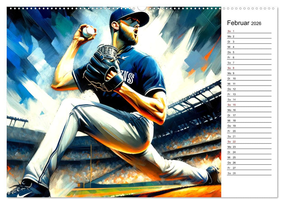 Baseball Acryl - Zwischen Realität und KI Visionen (CALVENDO Wandkalender 2026)