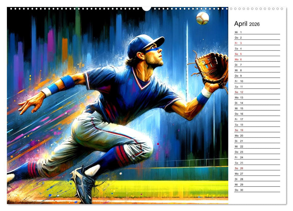 Baseball Acryl - Zwischen Realität und KI Visionen (CALVENDO Wandkalender 2026)