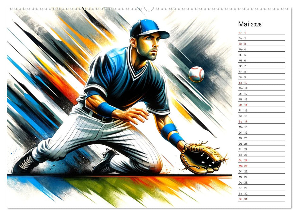 Baseball Acryl - Zwischen Realität und KI Visionen (CALVENDO Wandkalender 2026)