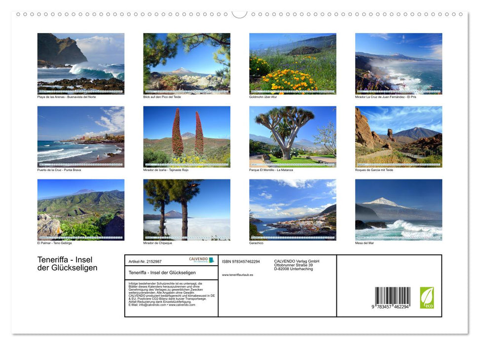 Teneriffa - Insel der Glückseligen (CALVENDO Premium Wandkalender 2026)