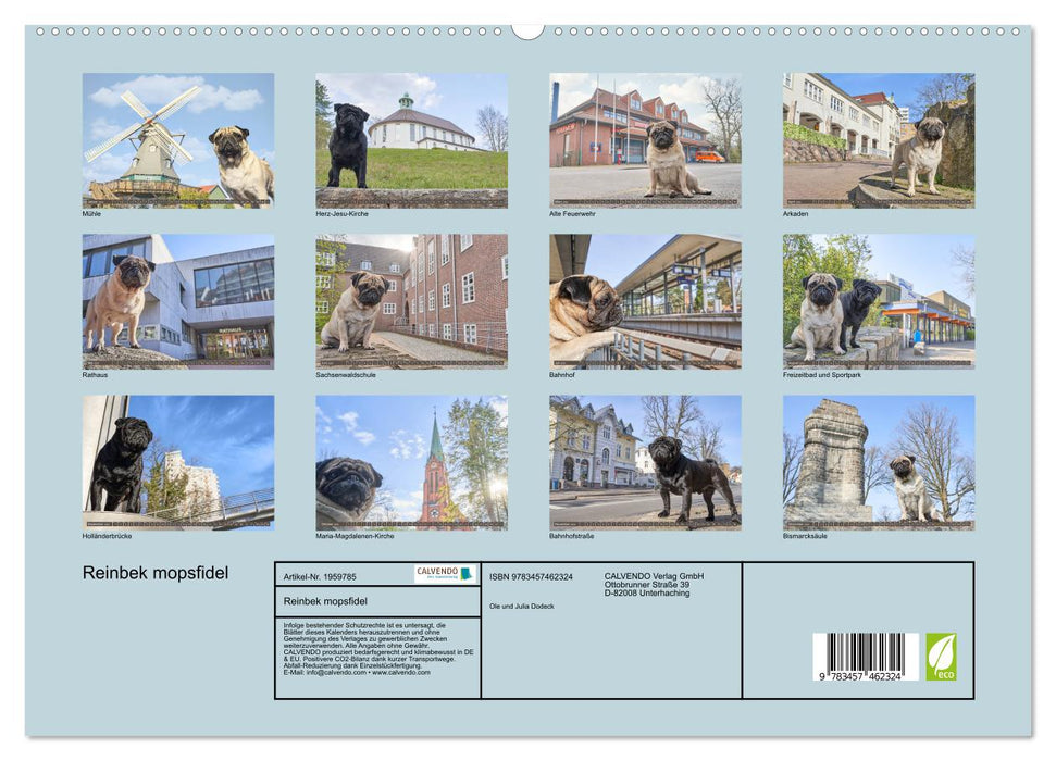 Reinbek mopsfidel (CALVENDO Premium Wandkalender 2026)