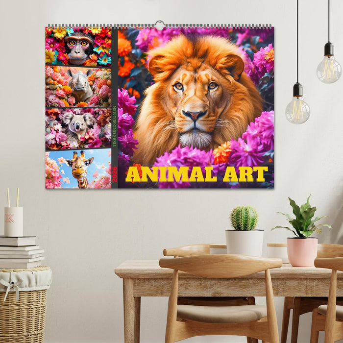 Animal Art - Tiere und Blumen (CALVENDO Wandkalender 2026)
