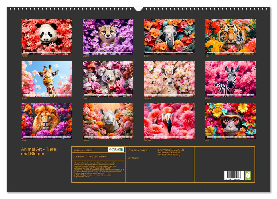 Animal Art - Tiere und Blumen (CALVENDO Wandkalender 2026)
