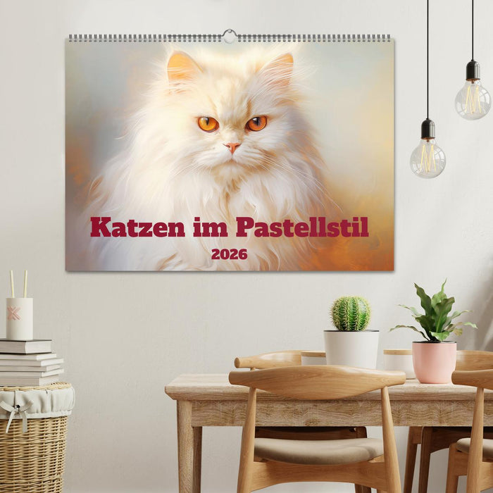 Katzen im Pastellstil (CALVENDO Wandkalender 2026)