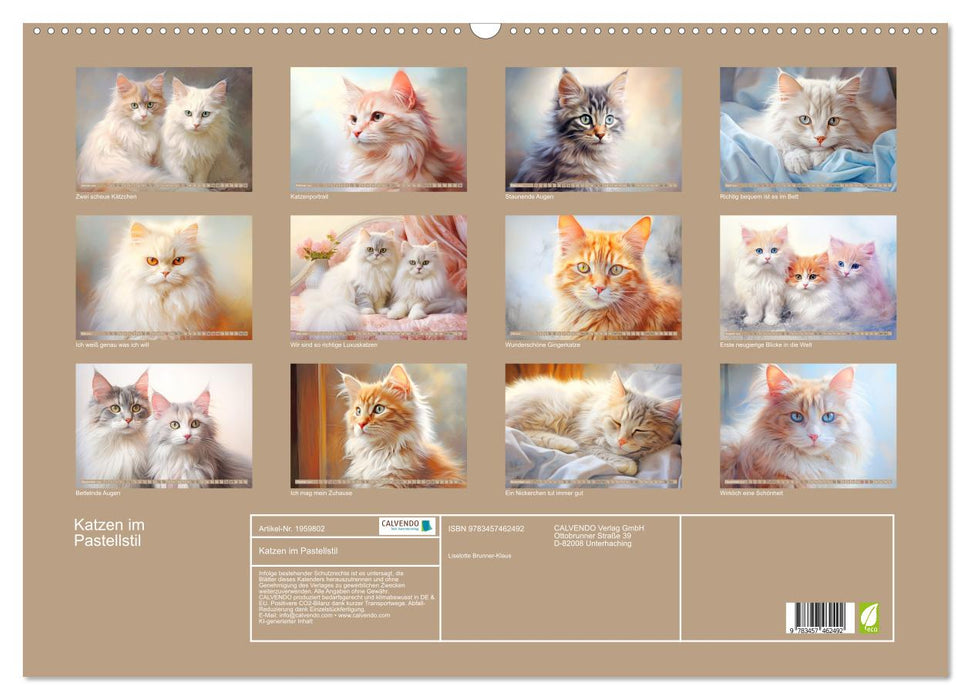 Katzen im Pastellstil (CALVENDO Wandkalender 2026)