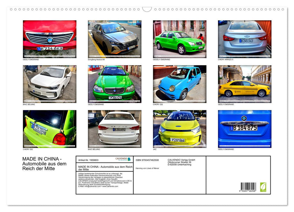 MADE IN CHINA - Automobile aus dem Reich der Mitte (CALVENDO Wandkalender 2026)