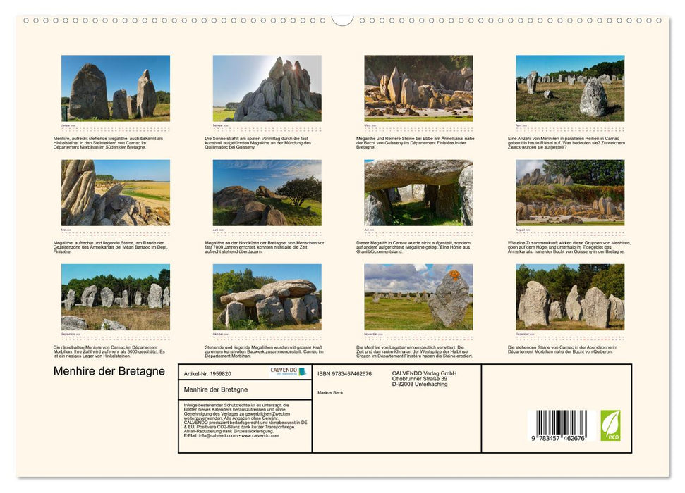 Menhire der Bretagne (CALVENDO Premium Wandkalender 2026)