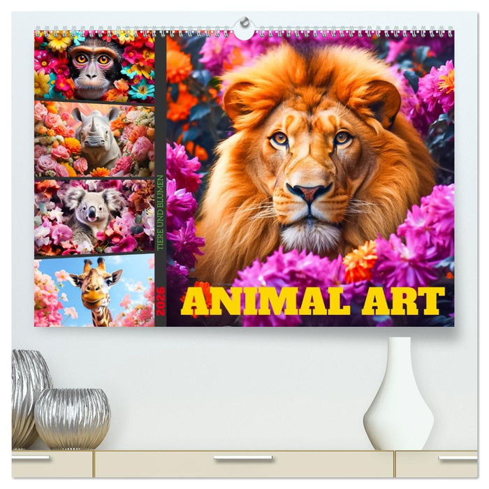 Animal Art - Tiere und Blumen (CALVENDO Premium Wandkalender 2026)