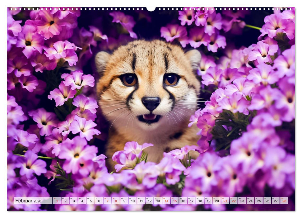 Animal Art - Tiere und Blumen (CALVENDO Premium Wandkalender 2026)