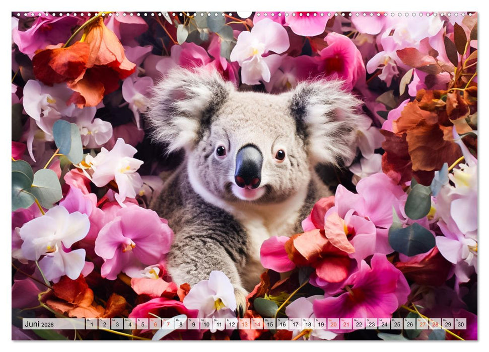 Animal Art - Tiere und Blumen (CALVENDO Premium Wandkalender 2026)