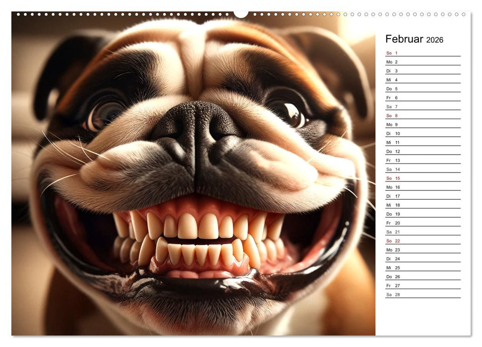 Grinsende Tiere - Tierporträts von der KI zum Lächeln gebracht (CALVENDO Wandkalender 2026)