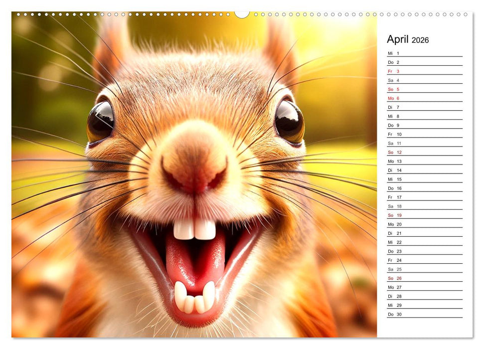 Grinsende Tiere - Tierporträts von der KI zum Lächeln gebracht (CALVENDO Wandkalender 2026)