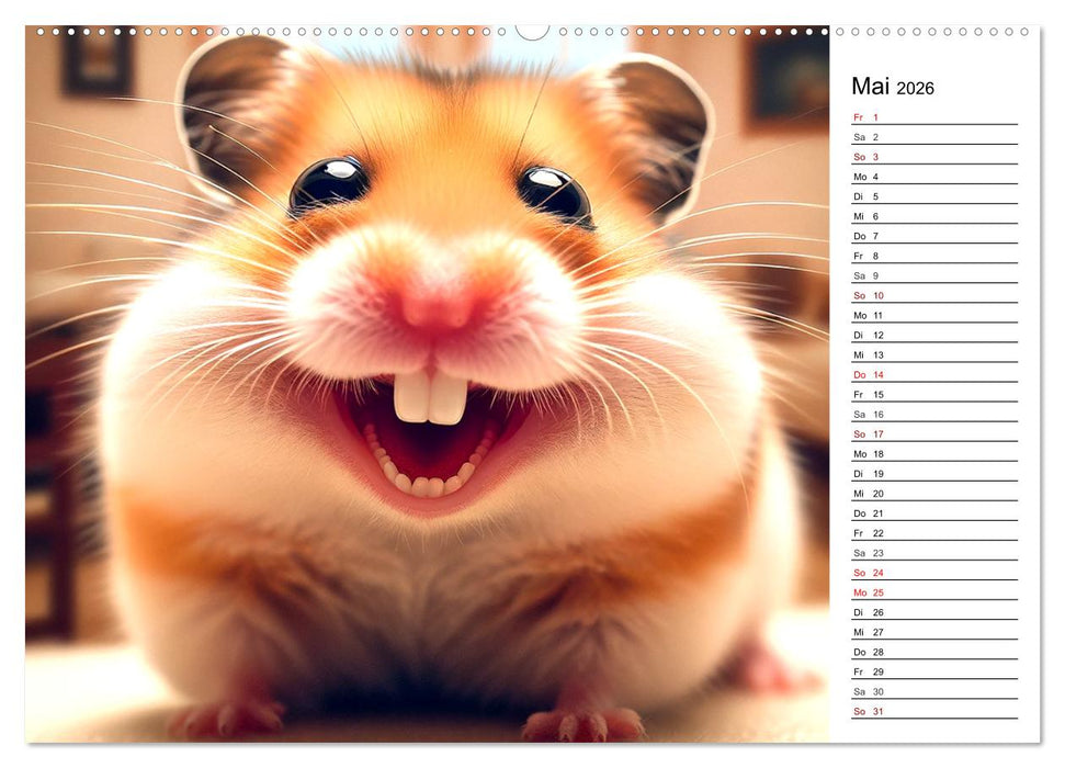 Grinsende Tiere - Tierporträts von der KI zum Lächeln gebracht (CALVENDO Wandkalender 2026)