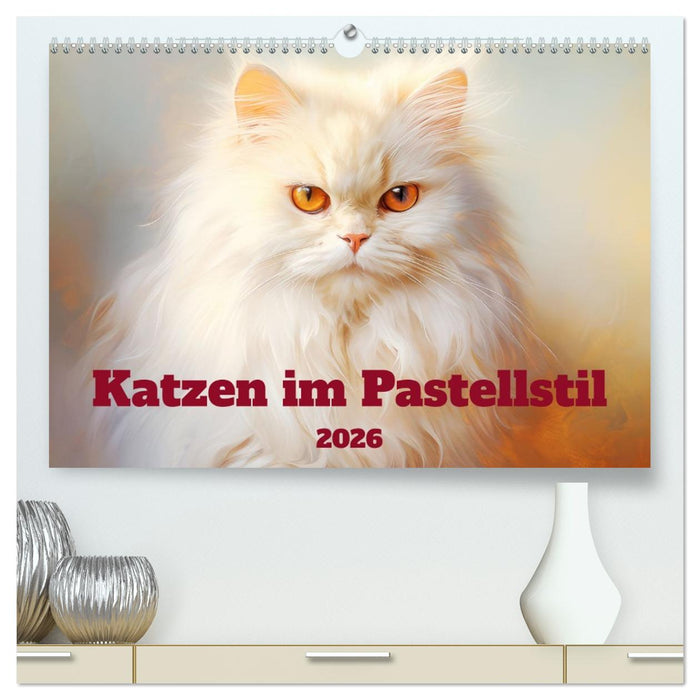 Katzen im Pastellstil (CALVENDO Premium Wandkalender 2026)