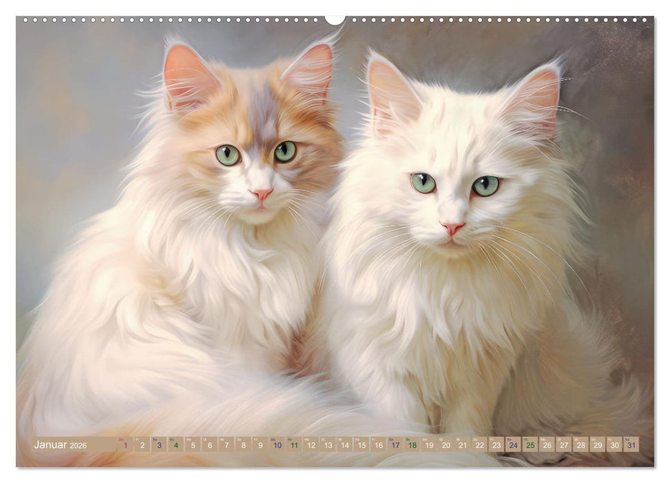 Katzen im Pastellstil (CALVENDO Premium Wandkalender 2026)