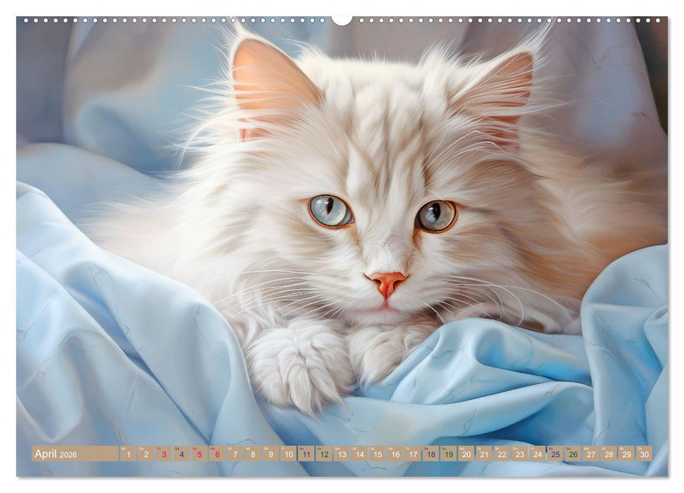 Katzen im Pastellstil (CALVENDO Premium Wandkalender 2026)